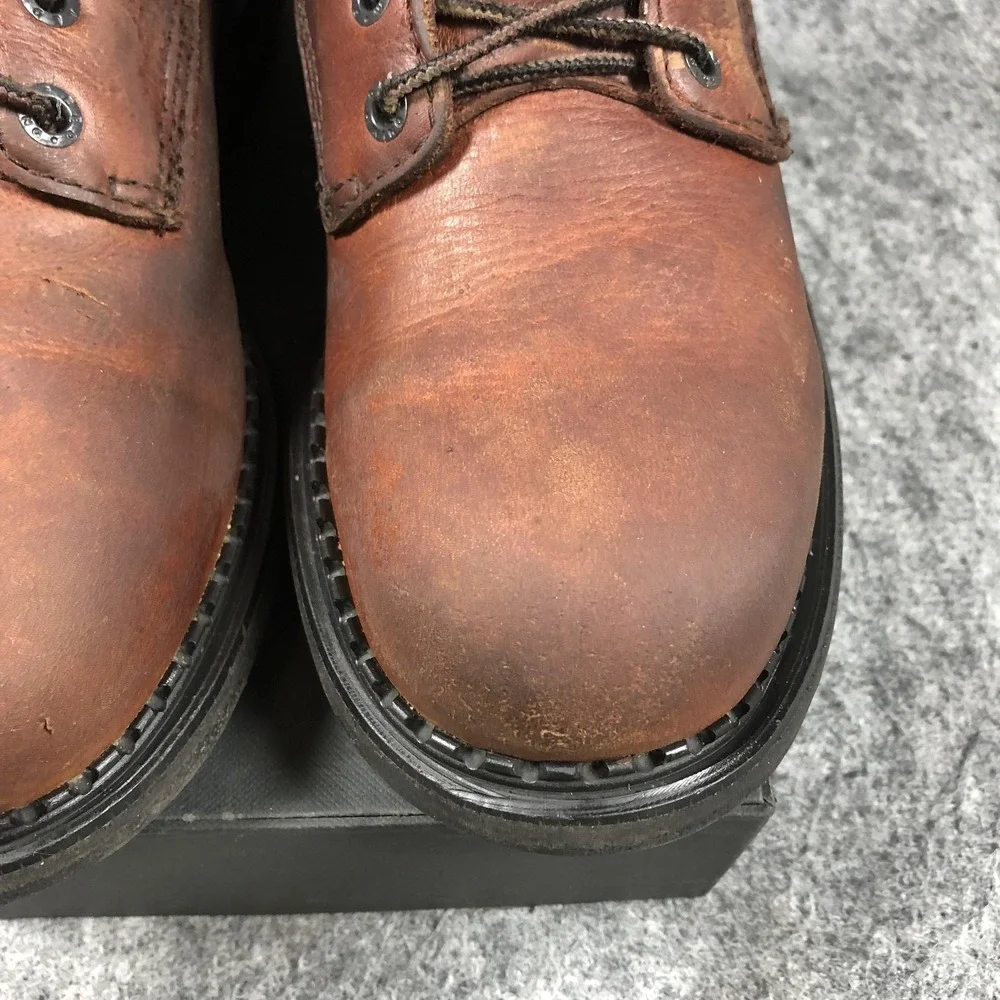 Vintage 2007 Red Wing EH Work Boots Mens 8D Brown Leather USA Made Lace Up